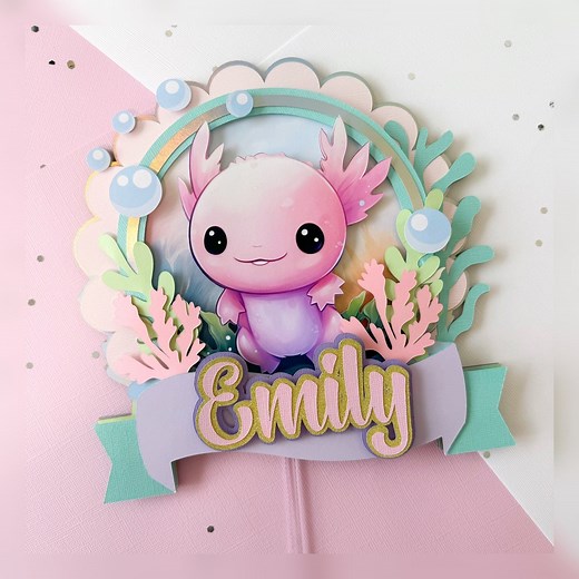 Axolotl Cake Topper, Axolotl Party Decorations, Axolotl Theme Party, Cute Ocean Animals Party, Axolotl Birthday Party,salamander Cake Topper - Etsy