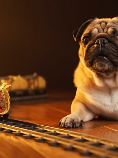 Pug Eats Taco Train #fyp #foryoupagee #funnyvideo #cutedog