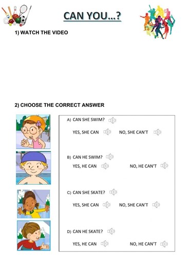Can you play these sports? worksheet