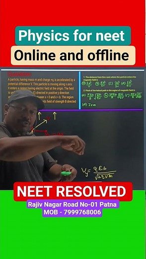 A particle, having mass m and charge +q, is accelerated by a potential difference V. #neetaspirents