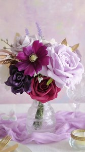 Artificial Flowers and Greenery Combo Box Set, Fake Flower for DIY Wedding Bridal Bouquet, Centerpieces Party Engagement Floral Arrangement Decor (Lilac & Cream, Mini)