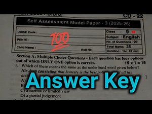 ap 9th class English self assessment model paper 3 and answers 2026|9th fa3 English answer key 2026
