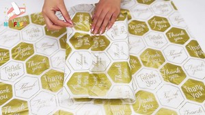 MR FIVE 30 Sheets Large Gold Thank You Tissue Paper Bulk,20" x 28",Gold Thank You Tissue Paper for Packaging,Gift Bags,Honeycomb Design Thank You Tissue Paper for Graduation,Birthday,Thanksgiving