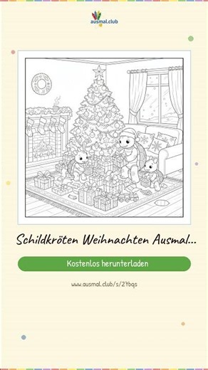 Schildkröten Weihnachten Ausmalbild | Kostenlos als PDF