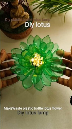 diy lotus lamp by waste plastic bottle|waste material craft |#diy #shorts