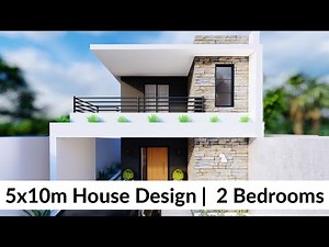 (5x10 Meters) Small House Design Idea with 2 Bedrooms
