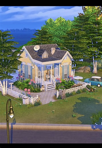 Just a small cozy cottage in The Sims 4 💛🩵 Are you more into tiny homes or big houses? #sims4 #sims4build #sims4ideas #sims4nocc #tinyhouse
