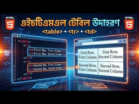 HTML Table Structure | A Simple Table Structure in HTML | HTML Table Code | HSC ICT Chapter 4