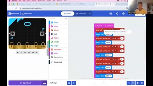 Chhayaank’s “Traffic Light” project uses a BBC Micro:bit and an RGB LED to simulate a real traffic system. Press Button A, and the lights turn on in the correct sequence—red, yellow, and green—just like on the road. Key features: Uses pins P14, P15, and P16 to control LED colors Accurate timing of lights simulates real traffic lights Demonstrates practical coding and electronics skills This project shows how coding can replicate real-world systems. Chhayaank presented this at Moonpreneur’s Show 