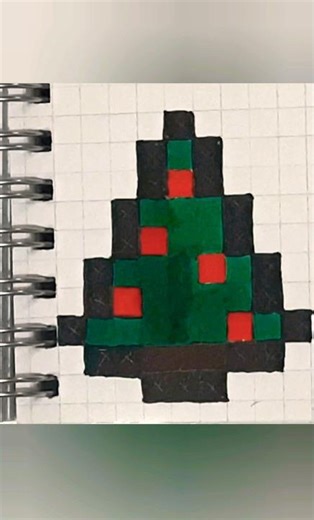 Mini Christmas Tree 🎄 Easy & Quick Pixel Art on Graph Sheet | Craft And Paper