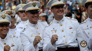 The Class of 2023 celebrated receiving their West Point class rings at the Ring Banquet Saturday night, as part of Ring Weekend festivities. General Edward M. Daly ’87, 20th commanding General of the U.S. Army Materiel Command, delivered the keynote remarks at the banquet. Gold from rings donated through WPAOG's Ring Memorial program was used in the making of the class rings, tangibly connecting the Class of 2023 to the Long Gray Line. At the Ring Ceremony, Brigadier General Mark Quander ’95, 79