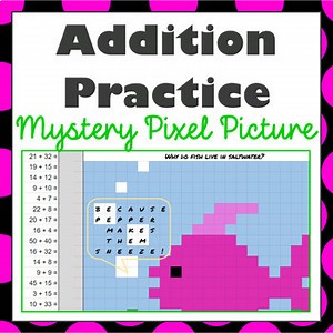 2 Digit Addition Mystery Picture with Pixel Art