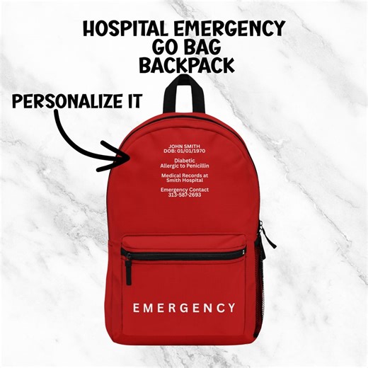 Personalized Medical Emergency Backpack: Hospital Go Bag - Etsy