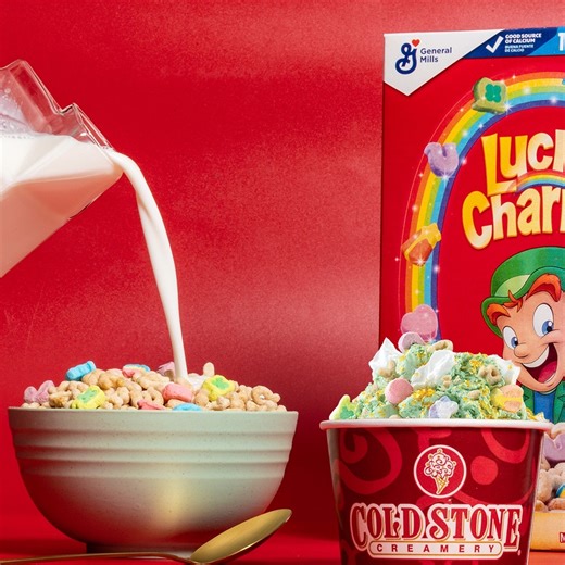 52K views · 129 reactions | "Pinch me" moment: our Ice Cream at the End of the Rainbow™ Creation™ is back by popular demand! 朗 Magically made with Lucky Charms™ Ice Cream, Lucky Charms™ Cereal, Whipped Topping & Gold Glitter. 北✨ *Lucky the Leprechaun is not included.  | Cold Stone Creamery | Facebook