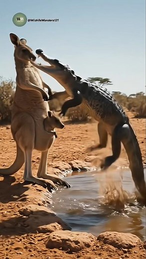 Kangaroo Kicks Crocodile Into the Air — Predator Turned Prey in Shocking Moment