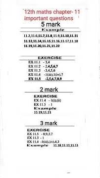 12th maths chapter 11 important previous year questions