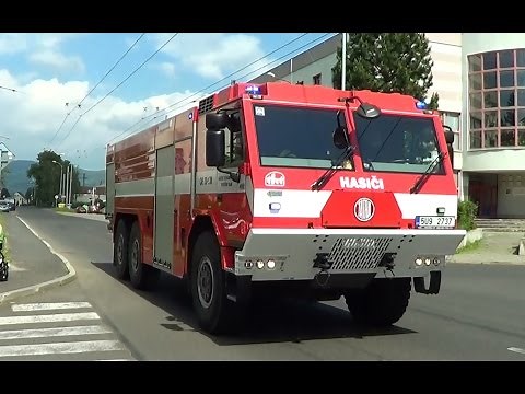 Czech fire trucks responding - Tanker + Snorkel + Engine | výjezd HZS Ústí nad Labem [6.2014]