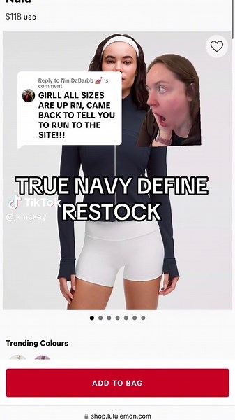 True Navy Define Jacket Restock at Lululemon