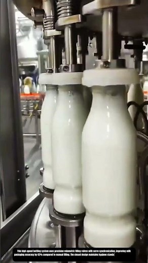 High-speed automated milk bottling line with precision volumetric filling process