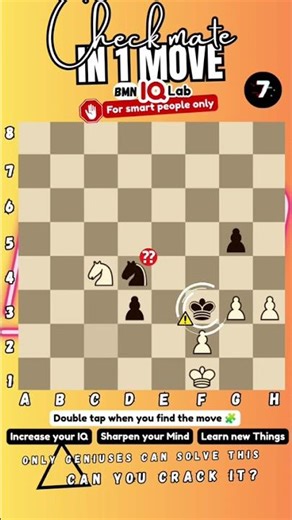 #NotForEveryone 🤫🚫 Can you checkmate in 1 move? (P.58) (White to play)♟️