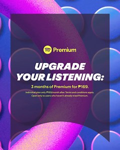16 reactions | Upgrade your listening: 3 months of Premium for ₱169. | Spotify | Facebook