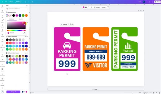 Parking Permit Canva Template, Parking Pass Template, Paring Tag Template : Editable on Canva - Etsy