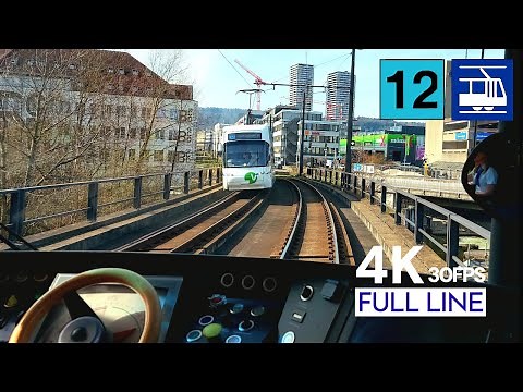 🇨🇭 Cab Ride Zurich Tram Line 12 Driver's View | Flughafen Fracht - Stettbach Full Line [4K]