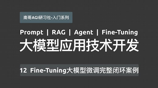 【大模型应用开发-入门系列】12 Fine-Tuning大模型微调，两小时+超长硬核干货，闭环的垂直应用案例、项目源码剖析、详实的图文手册、全流程实操演示