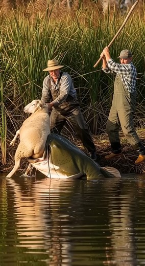 1.2M views · 4.1K reactions | Episode #29 shows a shocking river catfish attack on a sheep Created by AI Watch the dramatic rescue caught on camera and see how far humans go to save their pets. #animalrescue #wildlife #caughtoncamera #rivercatattack #sheeprescue | Lifeline Tails | Facebook