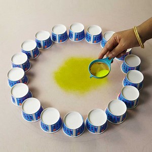 799K views · 16K reactions | Creative Peacock Rangoli Designs using Tea Cups I used Tea Cups to Design Centre Pattern for this Rangoli, Made with other available thing like Sketch Pen, Glue Bottle and Color Powder. #rangoli #Simplerangoli #rangolibyjayanthig #satisfyingvideo #satisfying #relaxingvideo #relaxing #Hobbyideas #jayanthig #rangolidesign #diydecor | Simple Rangoli | Facebook