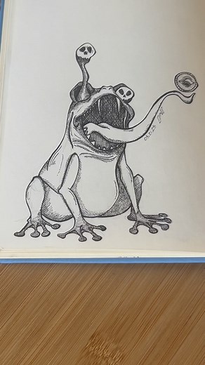 Screaming Frog… 🐸 • • • • • • • #inkdrawing #dailydrawing #drawingprocess #drawingoftheday #howtodraw #drawingtutorial #tattoodesign #frogtattoo #frogdrawing #frog | Bahar.imaginarium