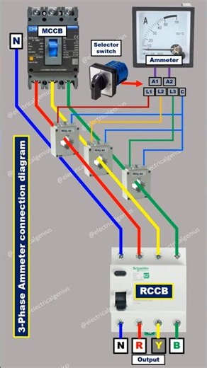 3 Phase Ammeter Connection Wiring Diagram | CT Meter Wiring Explained ⚡ #Shorts