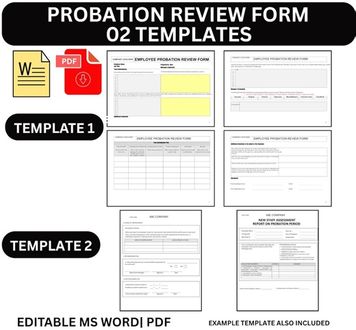 Probation Review Form , Employee Probation Review Template ,human Resources Templates, HR Template, Performance Review Form , MS Word - Etsy UK