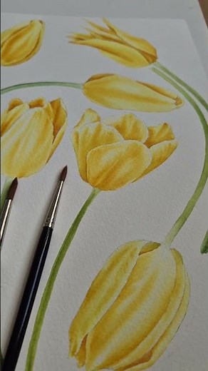 Paint these tulips with watercolors.