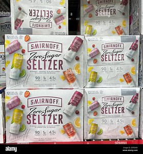 Orlando,FL USA - January 31, 2021:  Cases of Smirnoff Zero Sugar Seltzer alcohol beverages at a Sams Club store Stock Photo - Alamy