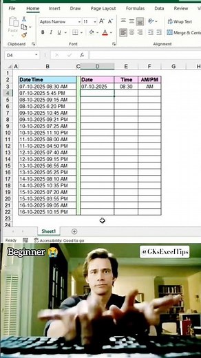 Split Date & Time Instantly in Excel! ⚡ | Text to Columns Trick