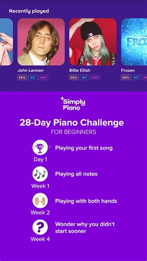 Always dreamed of playing your favorite songs on the piano? With Simply Piano, you can start today—no matter your age or experience. | Simply Piano
