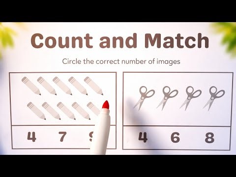 Count and Match Worksheet for Kids | Counting Numbers Practice | Preschool Math