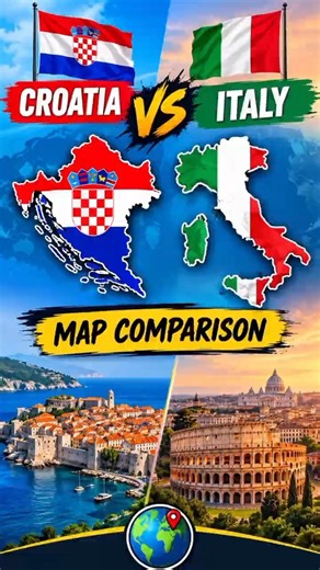 🇭🇷 Croatia vs Italy 🇮🇹 | Map Comparison | Country Size & Geography