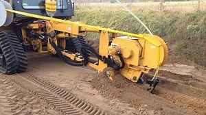 Modern Trenchers at Work _ Drainage Plow _ Installing field | Cute Dog