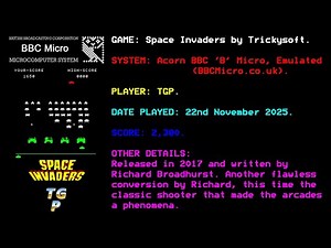 Space Invaders - Trickysoft - BBC Micro - Emulated (online emulator) - 2,380 points.