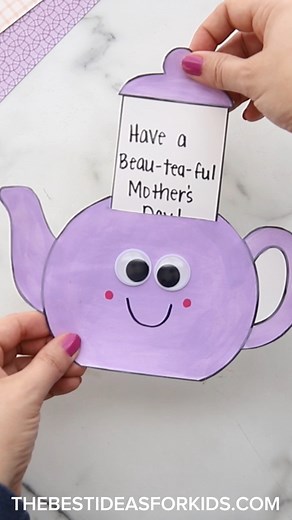 Tea 🫖 and Coffee Cards ☕️- so cute for Mother’s Day! Full tutorial and templates: https://www.thebestideasforkids.com/teapot-and-coffee-cards/ | The Best Ideas for Kids