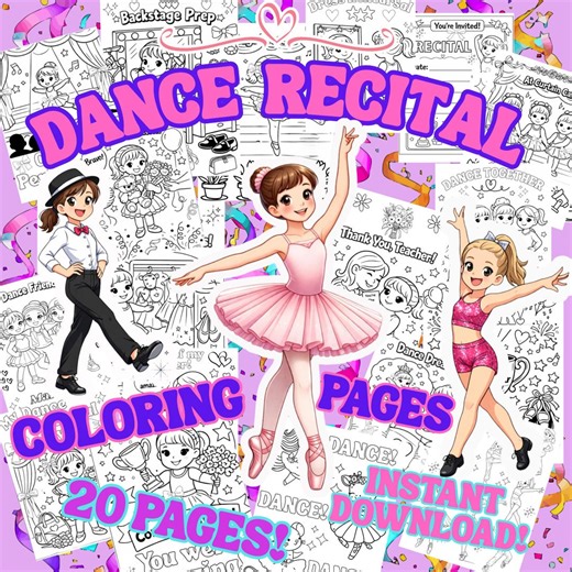 Dance Recital Coloring Page Dance Coloring Sheet Ballet Invitation Lets Dance Coloring Pages Dancer Stuff Dance Recital Gifts Printables - Etsy