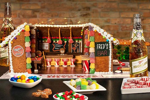 You Can Build Your Own Gingerbread Dive Bar This Christmas with This Kit from Miller High Life