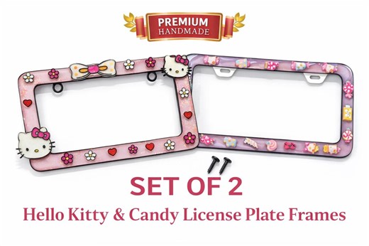 Luxury Handmade License Plate Frame Set (2pcs) – Pink Crystal Epoxy Hello Kitty Design – Premium Car Accessories - Etsy