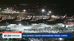 The FAA is working to identify why a key safety system that sends alerts to pilots failed on Wednesday morning, prompting a ground stop that canceled 10,000 flights nationwide. | CBS Evening News
