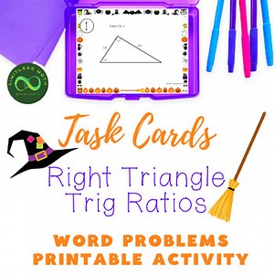 Halloween Task Cards - Right Triangle Trig Ratios (SOH-CAH-TOA) - NO PREP