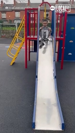 13K views · 898 reactions | Watch as Teddy, who is blind, successfully makes it down the playground slide all by himself! | Localish | Facebook