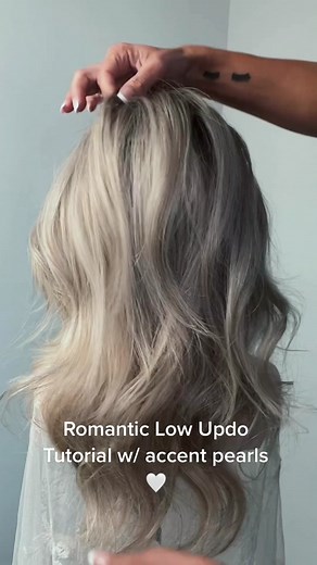 Romantic Low Updo Tutorial w/ Accent Pearls 🤍
