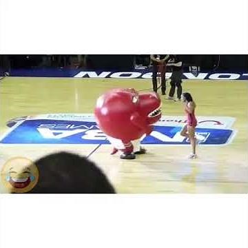 Mascot eating a cheerleader